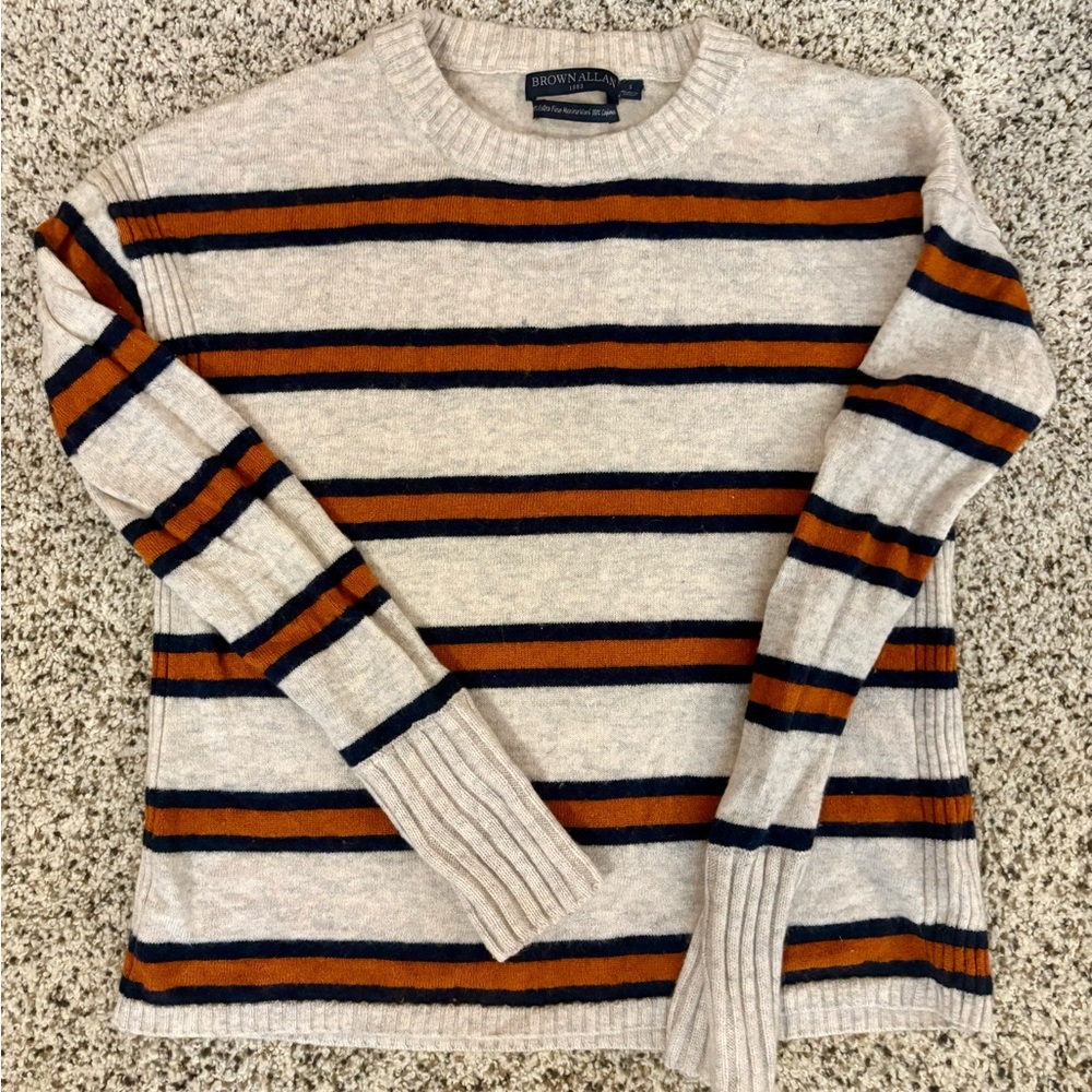 Women's Striped Crew Neck Sweater - cashmere, merino wool